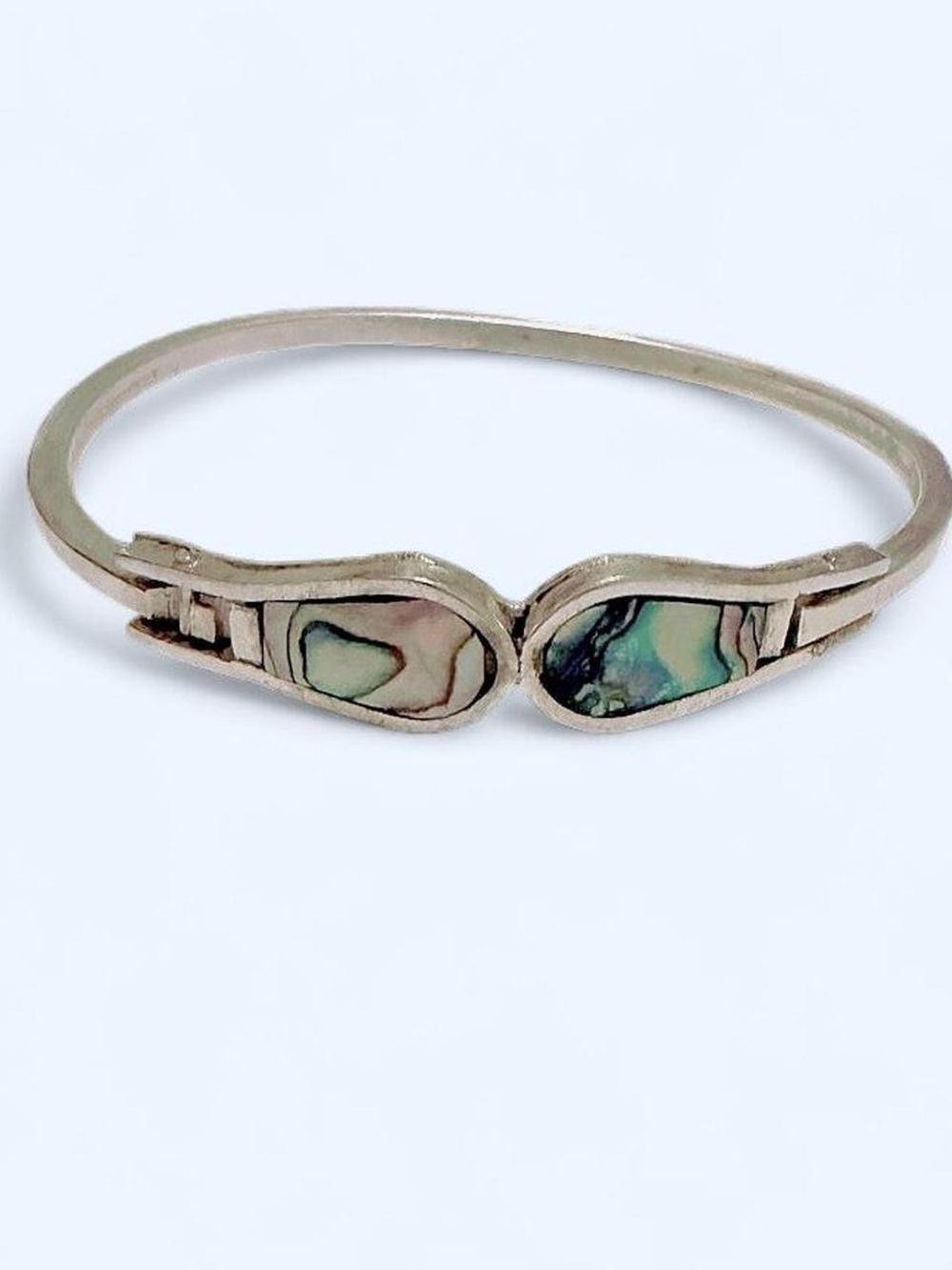 Vintage Mexico Abalone Handcrafted Alpaca Silver Bracelet